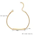 Gold plated stainless steel box chain bracelet with engravable polished bar for men - Box Chain / Gold