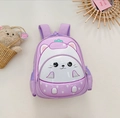 Cute purple and white 3D cartoon cat backpack for girls featuring adjustable straps - Light Purple (Cat)