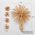 Handcrafted straw Christmas star ornaments set with red thread accents on snowy background - Large Snowflake 5-Piece Set / 35g