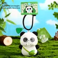 Cute panda cartoon keychain with green leaf bag, 10.5cm tall plastic charm accessory - Panda - Large