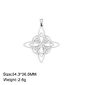 Colgante Nudo de Bruja de acero inoxidable plateado con diseño celta, de 34,3x36,6 mm - Plata Nudo de Bruja Doble Capa