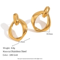 Irregular 18K gold plated stainless steel knot stud earrings with a 3D woven design - Minimalist Hollow O-ring Knot Studs / Gold