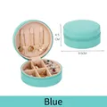 Portagioie rotondo in pelle PU blu con cerniera e scomparti interni per uso da viaggio - Grana incrociata / Blu