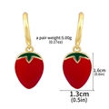Red strawberry earrings with gold hooks, detailed weight and size measurements 5.00g - E00212-04 Red Strawberry Hook Earrings