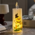 Candela LED natalizia in cristallo con pulcino e calda luce gialla decorativa - Pupazzo di neve