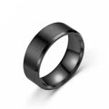 Anillo clásico de acero de titanio negro mate para hombres y mujeres con acabado cepillado - Acero Mate