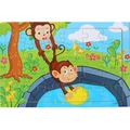 30-piece wooden puzzle for children featuring a colorful monkey and moon cartoon scene - Monkey Fishing for the Moon (LA-882)
