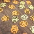 Halloween confetti set with orange paper and gold glitter pumpkins on wood - Glitter Gold Pumpkin + Orange Pumpkin / 100pcs Pack / Gold/Orange
