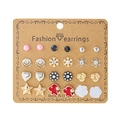 12 pairs of fashion earrings with stars hearts and flowers on brown card display - Style 11 (ER23Y0816) / 12 Pairs Set