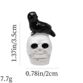 Detailed dimensions of 3D Halloween skull with black crow including height 3.5cm and weight 7.7g - Owl Skull