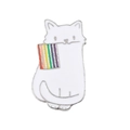 Creatieve witte kattenbroche met regenboogvlag, modieuze emaille speld voor tassen en kleding - Witte Kat Met Regenboogvlag Stijl (xz5962)