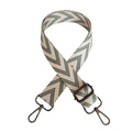Detail of adjustable cream and green herringbone woven canvas strap with dark metal clips - Green Gunmetal Buckle