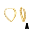 Luxury gold V-shaped heart earrings with white zircons and hollow pattern design - Style A / Water Drop Hollow Hoop / Gold