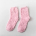 Soft pink coral fleece mid-calf socks for women featuring warm thermal plush texture - One Size / Light Pink