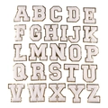 White chenille varsity letters A-Z with gold glitter border patches for DIY clothing - 8cm / Set of 26 Letters / White