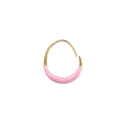 Close-up of gold U-shaped earring with pink marble enamel texture on white background - 39*29mm / Half Wrap Style / Pink