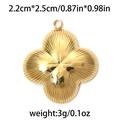 18K gold plated 304 stainless steel four-leaf flower pendant with radial embossed texture - Textured Clover / Gold