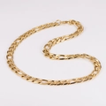 Collar de cadena Figaro clásico de 11 mm bañado en oro con acabado brillante para hombre y mujer - 11mm*60cm / Dorado