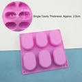 Pink 6-hole oval silicone mold for handmade soap and DIY baking with durable texture - 7232-Small Oval