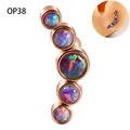 Climbing ear stud with five graduated round synthetic white opals in rose gold finish - Rose Gold - OP38 Opal Curved