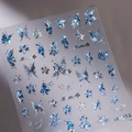 Sticker à ongles papillon bleu holographique M-132 avec texture laser irisée - Style Floral Papillon Bleu (M-532)