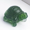 Cute green natural crystal turtle figurine for desktop decoration and fish tank - Emerald Glaze