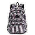 Oxford fabric backpack with black and white geometric patterns and colorful accents - Three-color Block