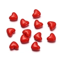 Detailed macro view of solid red heart-shaped acrylic beads for DIY jewelry making crafts - 9*10.5mm/50Pcs / Red