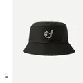 Unisex Anglerhut aus schwarzer Baumwolle mit Katzenstickerei als sommerlicher Sonnenschutz - Einheitsgröße / Schwarz