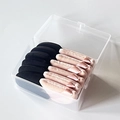 Storage case with 10 soft velvet triangle powder puffs in black and pink colors - 12pcs in Box / Black & Nude Mixed