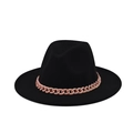 Detail of a black wool fedora featuring a stylish pink resin chain band decoration - Black (26)