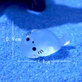 Miniature light blue luminous seal figurine in translucent resin for DIY micro landscape - Leaning Back Seal