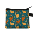 Teal llama and cactus pattern coin purse with a black zipper and durable polyester fabric - Teal Ethnic Style Alpaca Full Print