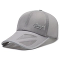 Grey breathable mesh baseball cap with white Sport embroidery and long visor - Adjustable / Gray