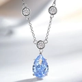 Collana in argento sterling S925 con pendente a goccia blu e taglio effetto ghiaccio - Argento 925 / Stile Goccia d'Acqua Viola Lavanda (XL042)
