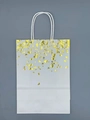 Vertical white kraft gift bag with elegant gold foil hearts and twisted rope handles - White Kraft / Top Heart / Gold