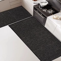 Non-slip black striped kitchen mat set with dual-layer waterproof fabric for modern home - Loop Velvet - Solid Color Stripes / 40x150cm [good Anti-slip Effect]