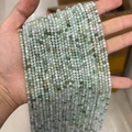 Faceted light green and white natural stone beads for DIY jewelry making - Burma Jade 3mm