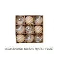 9-piece 8cm Christmas ball set with gold beads and reindeer scene in kraft display box - Style C 9pcs / 8cm