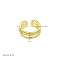Detail view of gold beaded ring with dimensions 20mm width and 2.7g weight specifications - Adjustable Open / Bead Edge Zirconia Inlaid Style (DR240539-K)