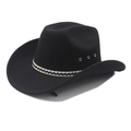 Classic black wide brim cowboy fedora with woven band and side ventilation holes - M (56-58cm) / Black