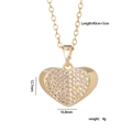 Collana con ciondolo a cuore dorato con zirconi e dimensioni su sfondo bianco - Cuore con Zirconi Micro-incastonati 1774 / Oro