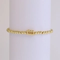 Adjustable 18k gold plated brass beaded bracelet with Aquarius zodiac sign charm - Aquarius