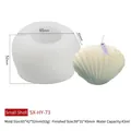 Shell shaped silicone mold for DIY candles with dimensions and finished seashell candle - Small Shell HY-73