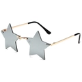 Star shaped rimless sunglasses with gold metal frame and grey tinted lenses - Gold Frame White Mirror Lens