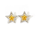Two-tone stainless steel star earrings featuring elegant gold and silver contrast design - Two Tone Star Stud Earrings