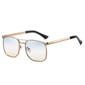 Classic gold metal aviator sunglasses with blue and orange gradient lenses and double bridge - Gold Frame Green White Tea Gradient