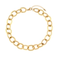 Collier grosse chaîne dorée style punk avec maillons texturés et breloque K18 - Collier