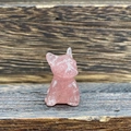 3cm Rose Quartz hand-carved French Bulldog figurine with natural crystal texture - Strawberry Quartz