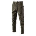 Olive green men's cotton cargo pants with multiple pockets and drawstring waist - EU 30 / Army Green